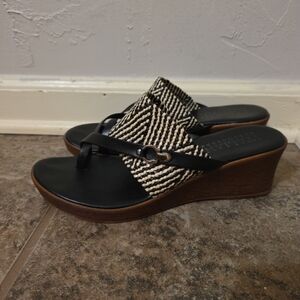 Italian Shoemakers Black and Tan Wedges